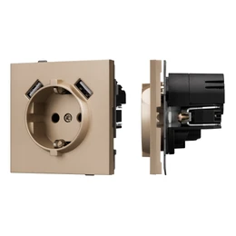 Фото #1 товара Механизм розетки с USB зарядкой SCT-TENDO-MUAA-PL-GD (230V, 16A) (Arlight, -)