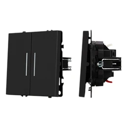 Фото #1 товара Механизм звонкового выключателя двухклавишный LED SWT-NOBE-MKR2-SFPL-L-BK (230V, 10A) (Arlight, Черный оникс)