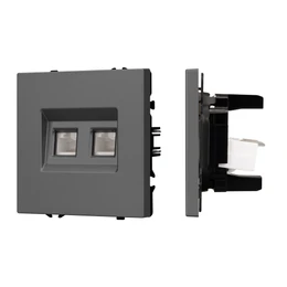 Фото #1 товара Механизм сдвоенной компьютерной розетки SCT-NOBE-MPC2-SFPL-GR (RJ-45, CAT6) (Arlight, -)