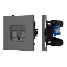 Фото #1 товара Механизм компьютерной розетки двойной SCT-TENDO-MPC2-SFPL-GR (RJ-45, CAT6) (Arlight, -)