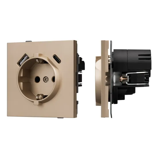 Фото #1 товара Механизм розетки с USB зарядкой SCT-TENDO-MUAC-PL-GD (230V, 16A) (Arlight, -)