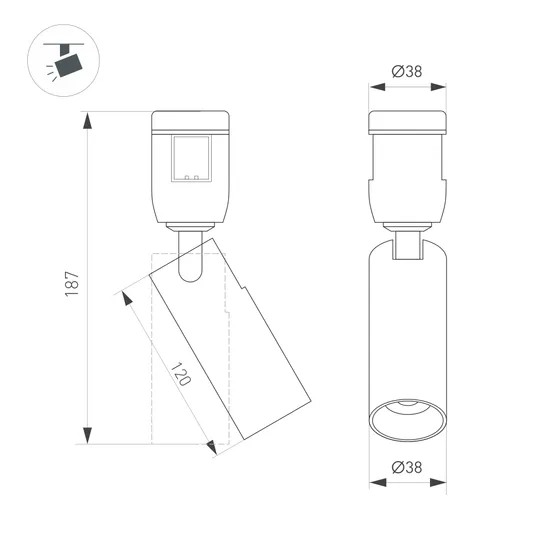 Фото #3 товара Светильник ART-APRIORI-SPOT-TURN-R38-8W Warm3000 (OG, 36 deg, 48V) (Arlight, IP20 Металл, 3 года)