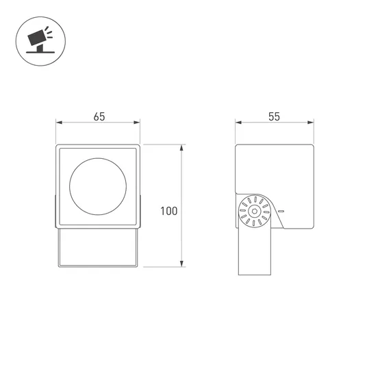 Фото #4 товара Светильник ALT-BLOCK-S65x65-5W Warm3000 (GR, 60 deg, 230V) (Arlight, IP66 Металл, 3 года)