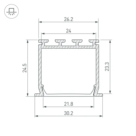 Фото #3 товара Профиль PLS-LOCK-H25-FS-3000 ANOD (Arlight, Алюминий)