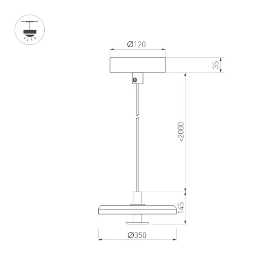 Фото #7 товара Светильник SP-KOTARO-R350-12W Warm2700 (BG-BG, 36 deg, 230V, TRIAC) (Arlight, IP20)
