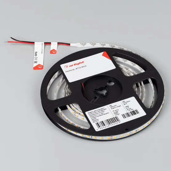 Фото #2 товара Светодиодная лента UL-A112-8mm 24V Warm2400 (7 W/m, IP20, 5m) (Arlight, 7 лет)