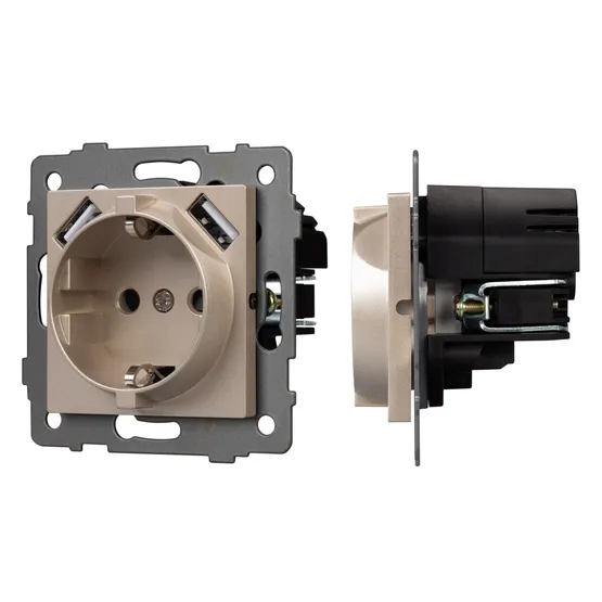 Фото #1 товара Механизм розетки с USB зарядкой SCT-MUAA-PL-GD-V (250V, 16A) (Arlight, -)