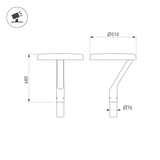 Фото #3 товара Светильник ALT-DEKKEL-50W Warm2700 (BK, 145x40 deg, 230V) (Arlight, IP65 Металл, 5 лет)