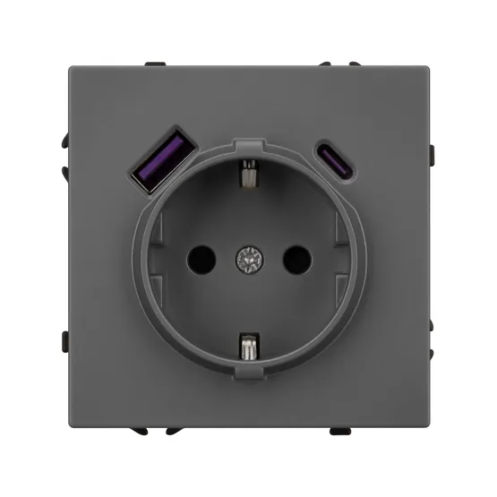 Фото #2 товара Механизм розетки с USB зарядкой SCT-NOBE-MUAC-SFPL-GR (230V, 16A) (Arlight, -)