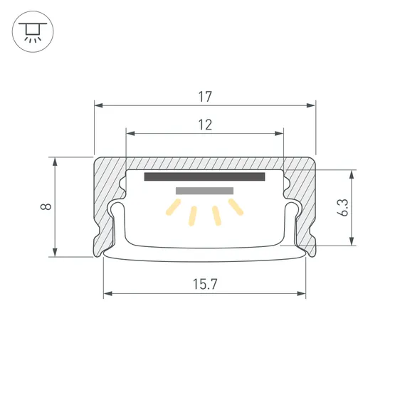 Фото #3 товара Профиль LINE-1708-2000 ANOD (Arlight, Алюминий)