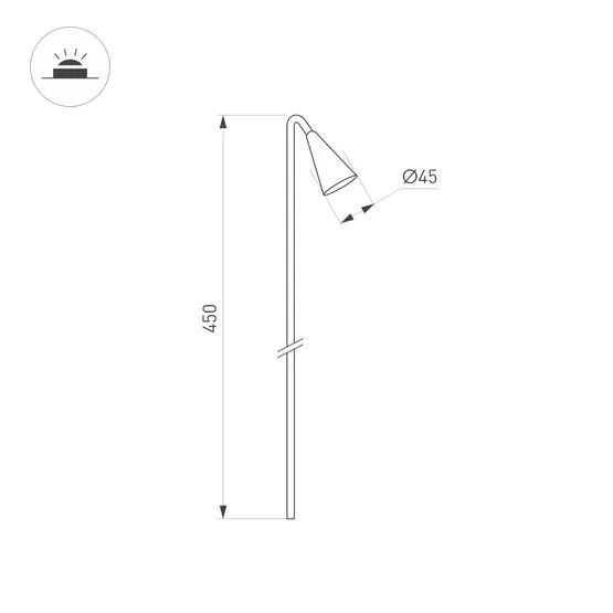 Фото #3 товара Светильник KT-HAREBELL-BOLL-H450-3W Warm3000 (BK, 40 deg, 24V) (Arlight, IP65 Металл, 3 года)