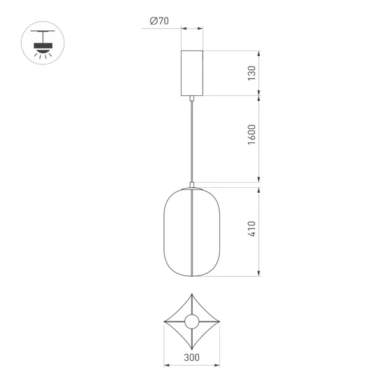 Фото #4 товара Светильник SP-SETA-HANG-L410х300-7W Warm2700 (WH, 320 deg, 230V) (Arlight, IP20 Натуральный шелк, 3 года)