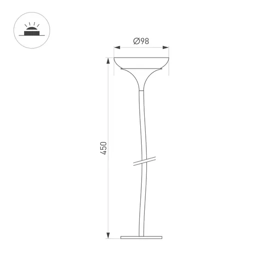 Фото #4 товара Светильник KT-MUCENA-BOLL-C-H450-2W Warm3000 (WH, 100 deg, 24V) (Arlight, IP65 Металл, 3 года)