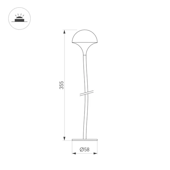 Фото #4 товара Светильник KT-MUCENA-BOLL-A-H350-1W Warm3000 (WH, 85 deg, 24V) (Arlight, IP65 Металл, 3 года)