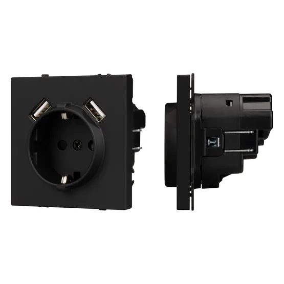 Фото #1 товара Механизм розетки с USB зарядкой SCT-NOBE-MUAA-SFPL-BK (230V, 16A) (Arlight, -)