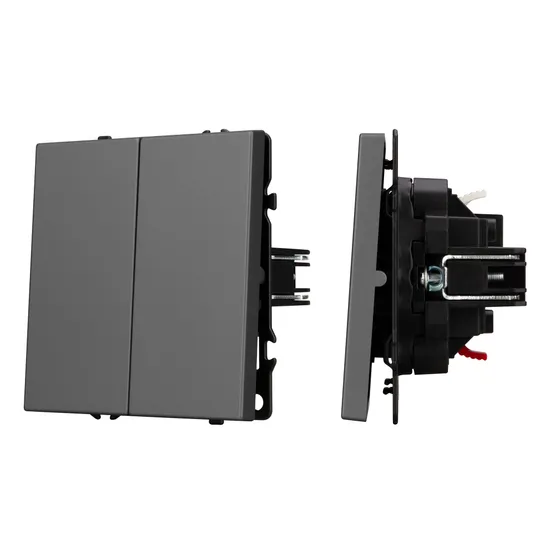 Фото #1 товара Механизм выключателя двухклавишный непроходной SWT-NOBE-MK02-SFPL-GR (230V, 10A) (Arlight, -)