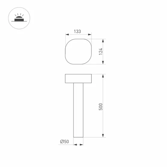 Фото #5 товара Светильник LGD-SWAMP-BOLL-H500-7W Warm3000 (GR, 93 deg, 230V) (Arlight, IP65 Металл, 3 года)