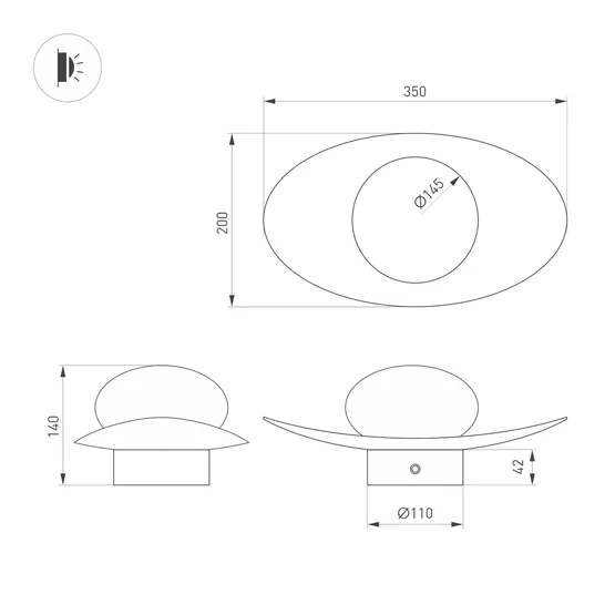Фото #2 товара Светильник SP-PERLEN-WALL-L350-6W Warm3200-MIX (BR, 150 deg, 230V, TOUCH-DIM) (Arlight, IP20 Металл, 5 лет)