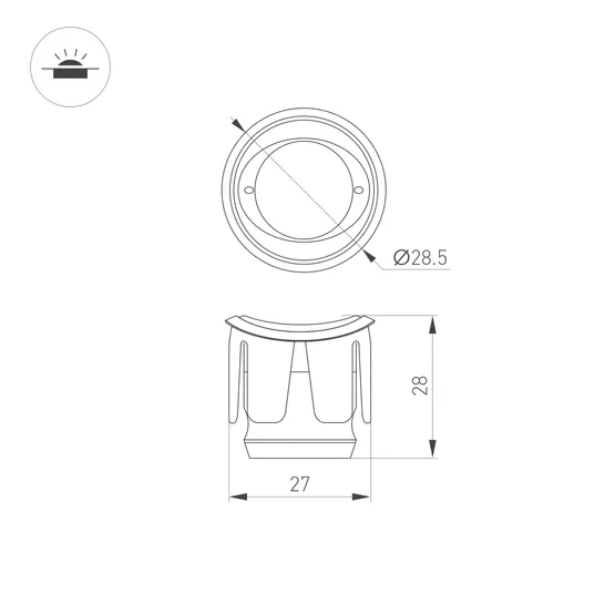 Фото #6 товара Светильник ALT-LODESTAR-HANDRAIL-R27-1.5W Warm3000 (SL, 70 deg, 12-24V) (Arlight, IP67 Металл, 3 года)