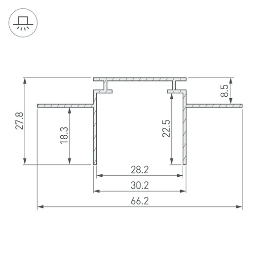 Фото #2 товара Профиль-держатель TEK-PLS-GH16-2000 (Arlight, Алюминий)
