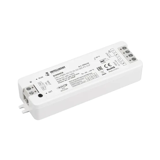 Фото товара INTELLIGENT ARLIGHT Диммер DALI-PWM-101-72-1G-D2-DRI-PS-SUF White (12-48V, 1x8A) (IARL, IP20 Пластик, 5 лет)