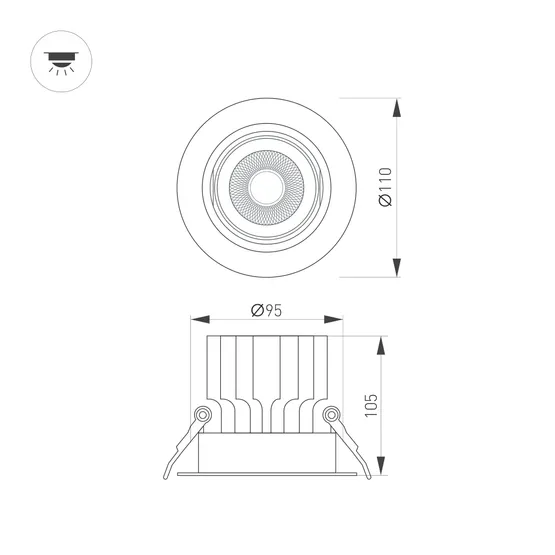 Фото #8 товара Светильник MS-VORTEX-BUILT-R110-20W Day4000 (WH-WH, 40 deg, 230V) (Arlight, IP20 Металл, 5 лет)