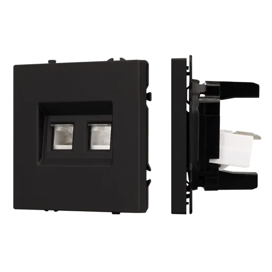 Фото #1 товара Механизм сдвоенной компьютерной розетки SCT-NOBE-MPC2-SFPL-BK (RJ-45, CAT6) (Arlight, -)