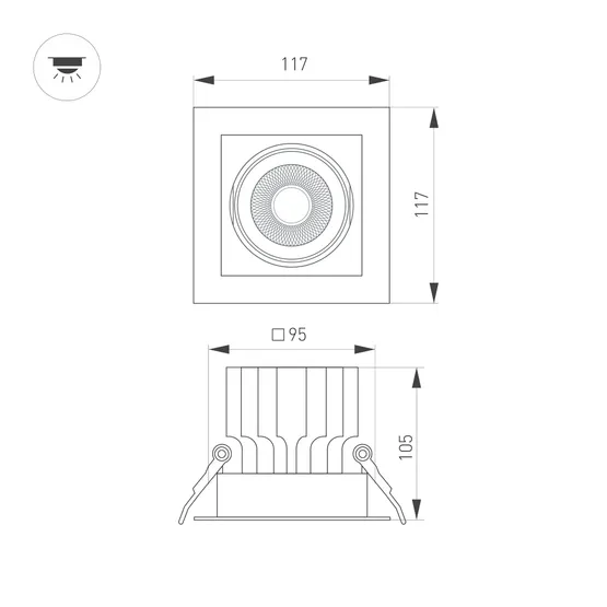 Фото #8 товара Светильник MS-VORTEX-BUILT-S117x117-20W Day4000 (WH-WH, 40 deg, 230V) (Arlight, IP20 Металл, 5 лет)