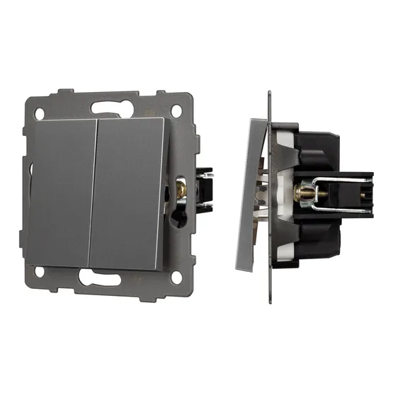 Фото #1 товара Механизм выключателя двухклавишный непроходной SWT-MK02-PL-GR-V (250V, 10A) (Arlight, -)