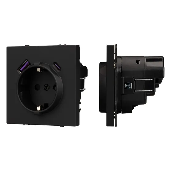 Фото #1 товара Механизм розетки с USB зарядкой SCT-NOBE-MUAC-SFPL-BK (230V, 16A) (Arlight, -)