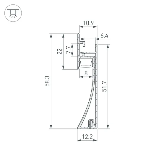 Фото #3 товара Профиль PLINTUS-H58-F-2000 BLACK (Arlight, Алюминий)
