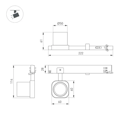 Фото #2 товара Светильник LGD-DIAFILM-4TR-R60-10W Warm2700 (WH, 38 deg, 230V) (Arlight, IP20 Металл, 5 лет)