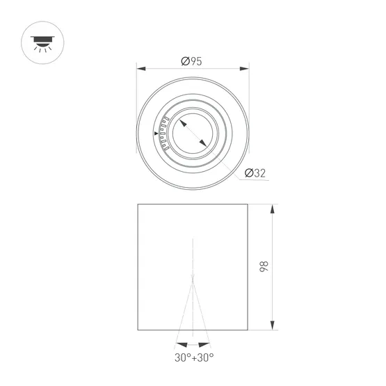 Фото #5 товара Светильник SP-ACENTO-R95-10W Day4000 (WH, 20-45 deg, 230V) (Arlight, IP20 Металл, 5 лет)