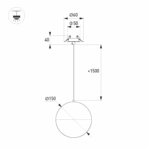 Фото #4 товара Светильник SP-EMISFERO-HANG-BUILT-R150-11W Day4000 (GD, 170 deg, 230V) (Arlight, IP20 Металл, 3 года)