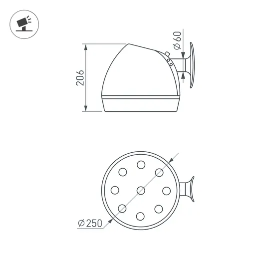 Фото #2 товара Светильник OXOR-OZLUM-250x206-10W Day4000 (BK, 60 deg, 230V) IP65 (Arlight, -)