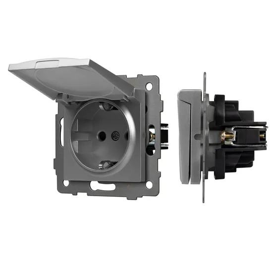 Фото #1 товара Механизм розетки влагозащищённый SCT-MCP-PL-GR-V (250V, 16A) (Arlight, -)