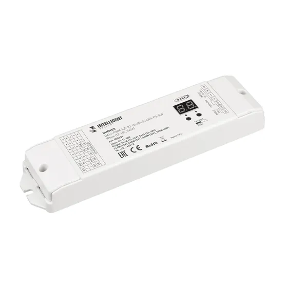 Фото товара INTELLIGENT ARLIGHT Диммер DALI-PWM-105-82-1G-SH-D2-DRI-PS-SUF White (12-48V, 5x3A) (IARL, IP20 Пластик, 5 лет)