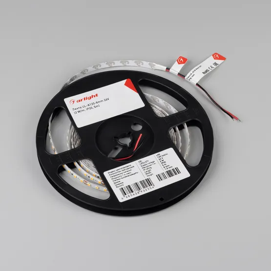 Фото #2 товара Светодиодная лента UL-A120-8mm 24V Warm2700 (2 W/m, IP20, 5m) (Arlight, Открытый)