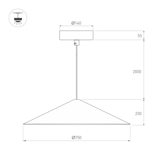 Фото #7 товара Светильник SP-MAKOTO-R750-14W Warm3000 (WH, 36 deg, 230V, TRIAC) (Arlight, IP20 Металл, 3 года)