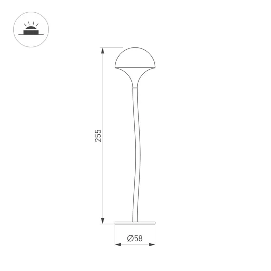 Фото #4 товара Светильник KT-MUCENA-BOLL-A-H250-1W Warm3000 (WH, 85 deg, 24V) (Arlight, IP65 Металл, 3 года)
