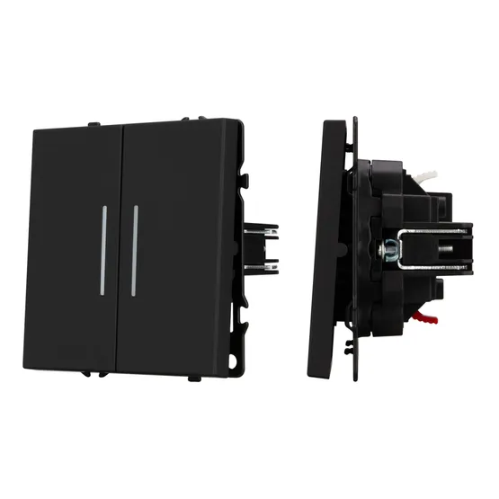 Фото #1 товара Механизм выключателя двухклавишный непроходной LED SWT-NOBE-MK02-SFPL-L-BK (230V, 10A) (Arlight, -)