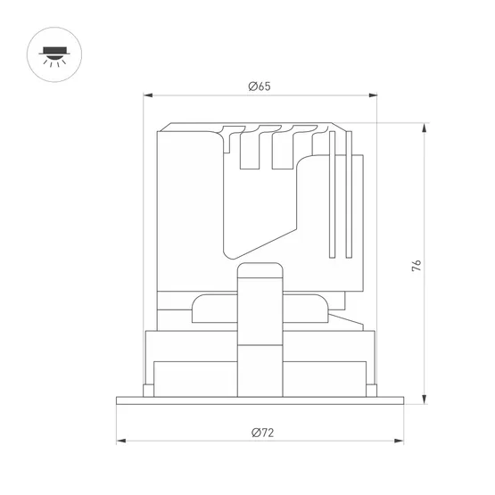Фото #3 товара Светильник MS-ARADO-BUILT-R65-9W Warm3000 (WH-WH, 24 deg, 230V) (Arlight, IP20 Металл, 5 лет)
