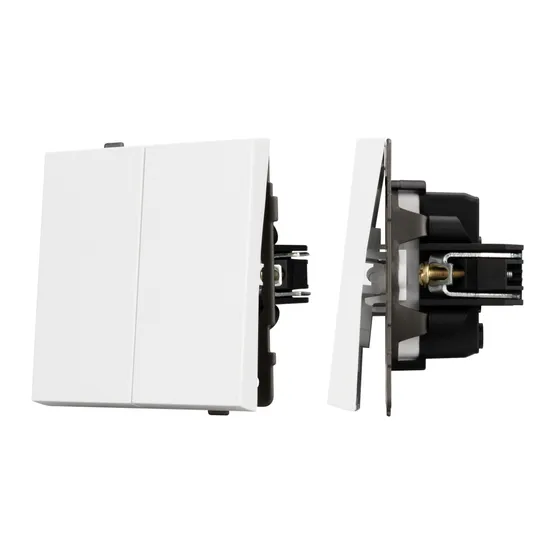 Фото #1 товара Механизм выключателя двухклавишный непроходной SWT-TENDO-MK02-PL-WH (230V, 10A) (Arlight, -)