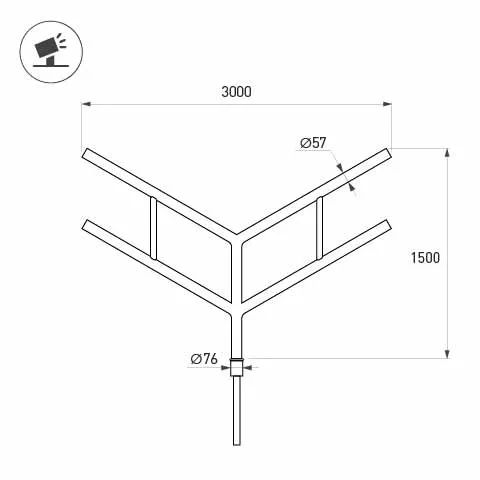 Фото #2 товара Кронштейн OXOR-SY4-3000x76-L1500 BLACK (Arlight, Сталь)