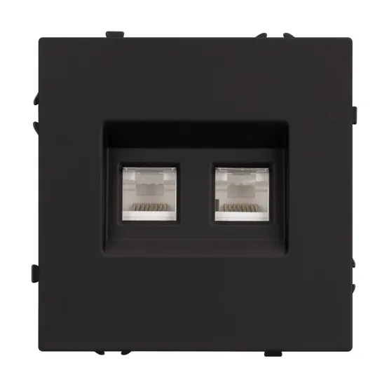 Фото #2 товара Механизм сдвоенной компьютерной розетки SCT-NOBE-MPC2-SFPL-BK (RJ-45, CAT6) (Arlight, -)