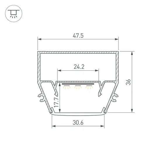 Фото #3 товара Профиль STRETCH-S-35-CEIL-CENTER-2000 (GAMMA35) (Arlight, Алюминий)