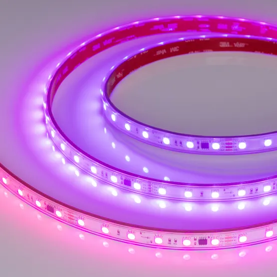 Фото #1 товара Светодиодная лента герметичная SPI-PS-B60-12mm 24V RGB-PX6-BPT (12 W/m, IP67, 5060, 5m) (Arlight, бегущий огонь)