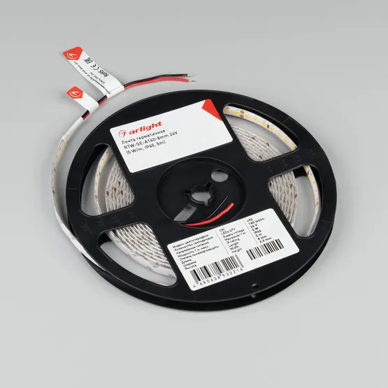 Фото #2 товара Светодиодная лента герметичная RTW-SE-A140-8mm 24V Warm3000 (5 W/m, IP65, 5m) (Arlight, -)