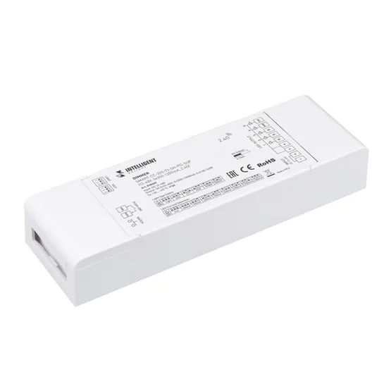 Фото товара INTELLIGENT ARLIGHT Диммер SMART-CC-205-72-SH-PD-SUF (12-48V, 5x350-1200mA, 2.4G) (IARL, IP20 Пластик, 5 лет)