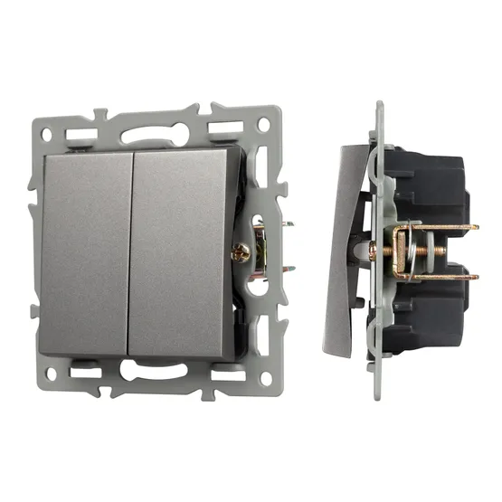 Фото #1 товара Механизм выключателя двухклавишный непроходной SWT-MK02-PL-GR (250V, 16A) (Arlight, -)